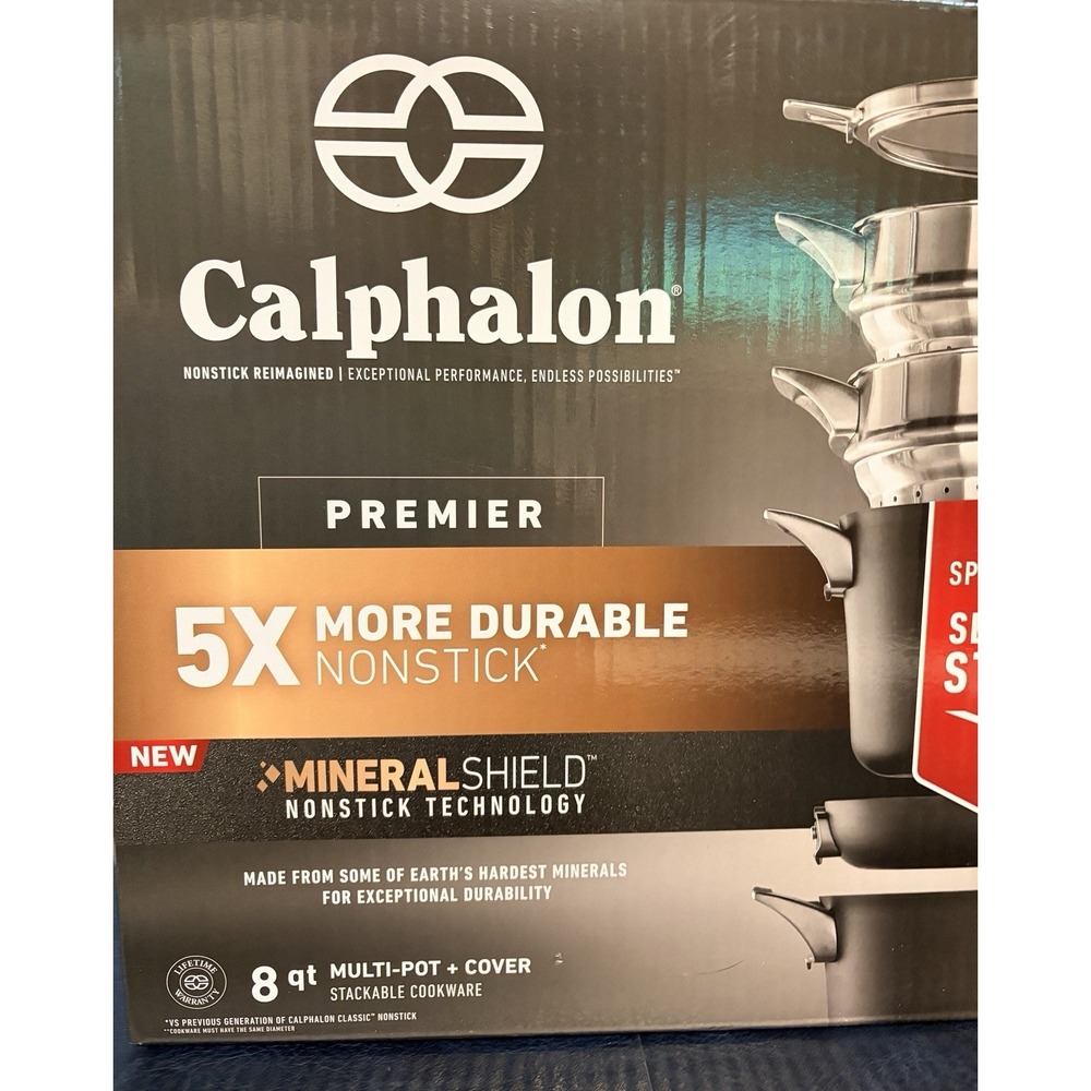 Calphalon Premier 8 Qt Mineral Shield Nonstick Technology Multi-Pot + Lid NEW - Picture 2 of 4